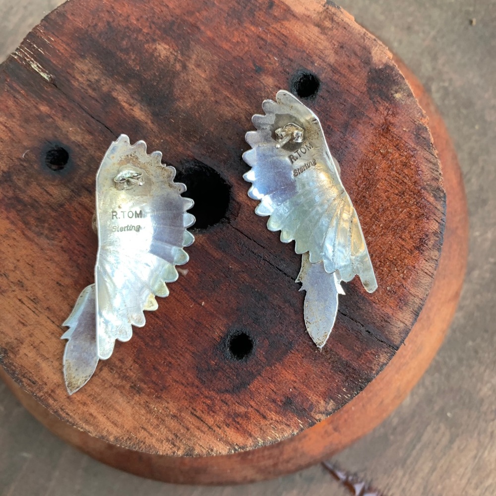 SOLD VINTAGE Randall Tom Navajo Dine’ Earrings - Picture 4 of 10
